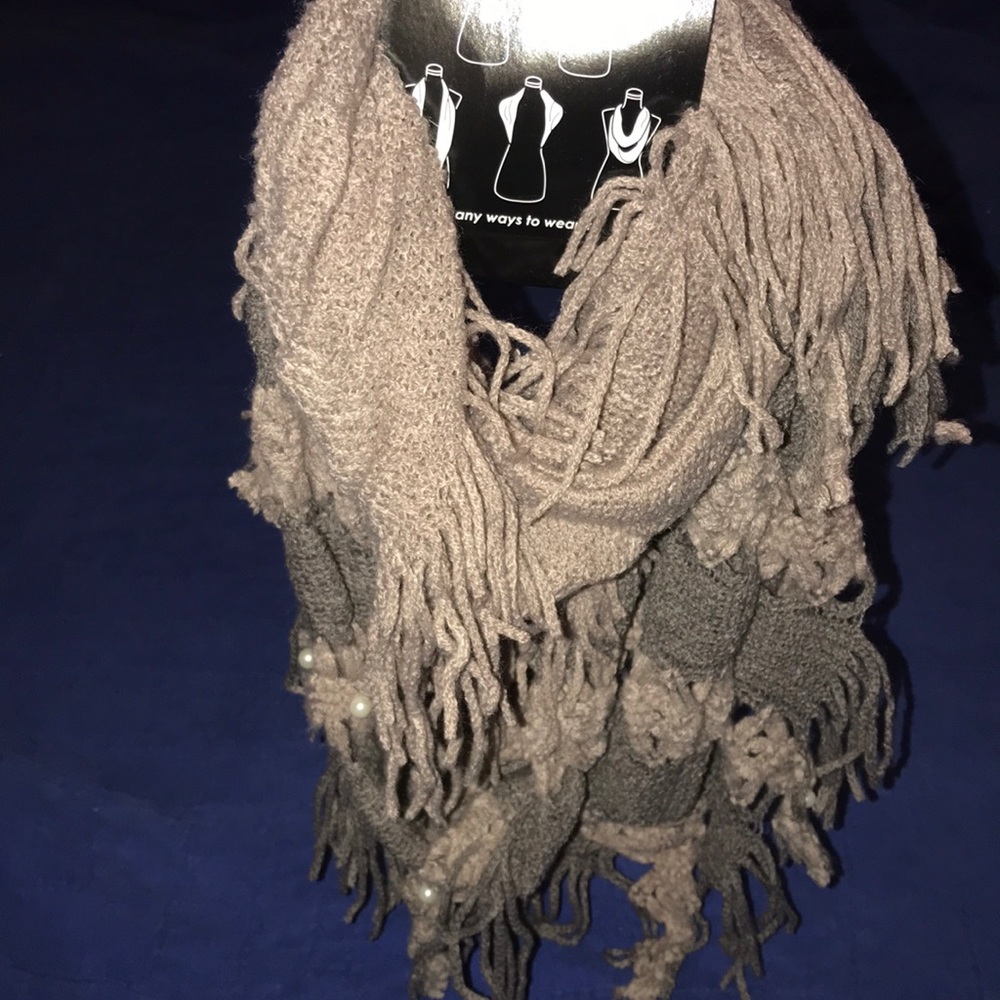 NWT Tan fringe infinity scarf